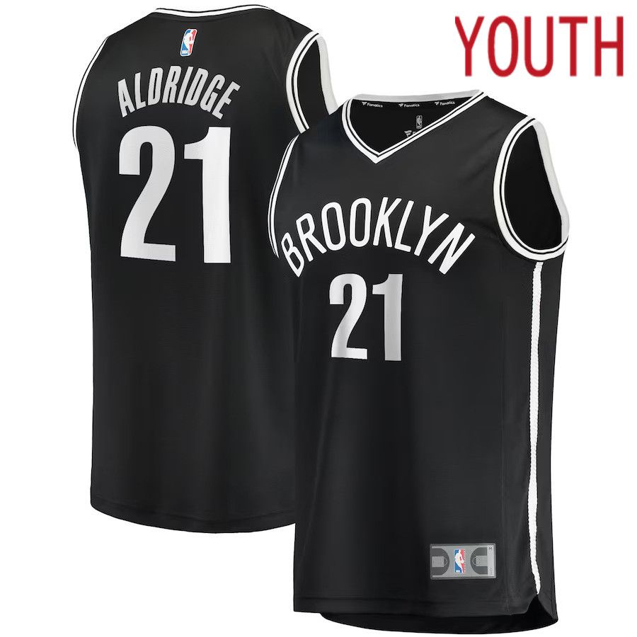 Youth Brooklyn Nets 21 LaMarcus Aldridge Fanatics Branded Black Fast Break Replica NBA Jersey